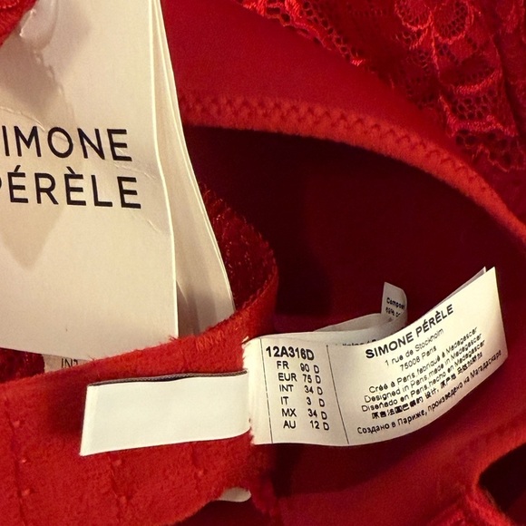 SIMONE PERELE Caresse 3D Plunge Bra Tango Red NEW - Picture 9 of 13
